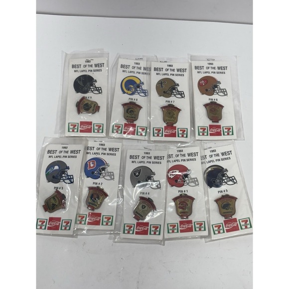 Other - 1993 NFL Best of the West Lapel Pin Series COCA-COLA 7/11 Set Of 9 Football